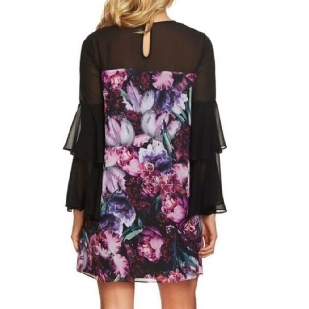 CeCe Floral Ruffle Sleeve Shift Dress Size 6 - Picture 2 of 12